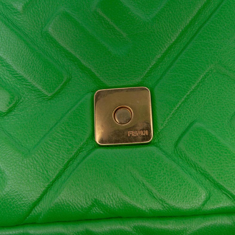 Fendi B Fendi Green Lime Calf Leather Mini Zucca Embossed Baguette Satchel Italy