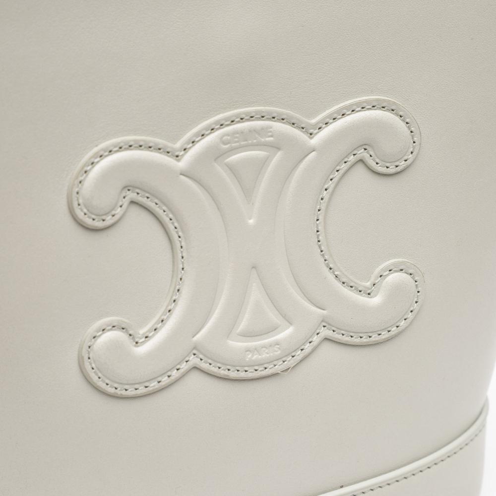 Celine AB Celine Gray Light Gray Calf Leather Small Smooth skin Cuir Triomphe Bucket Bag Italy