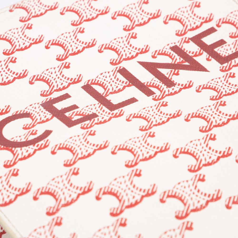 Celine B Celine White Coated Canvas Fabric Mini Triomphe Vertical Cabas Satchel Italy