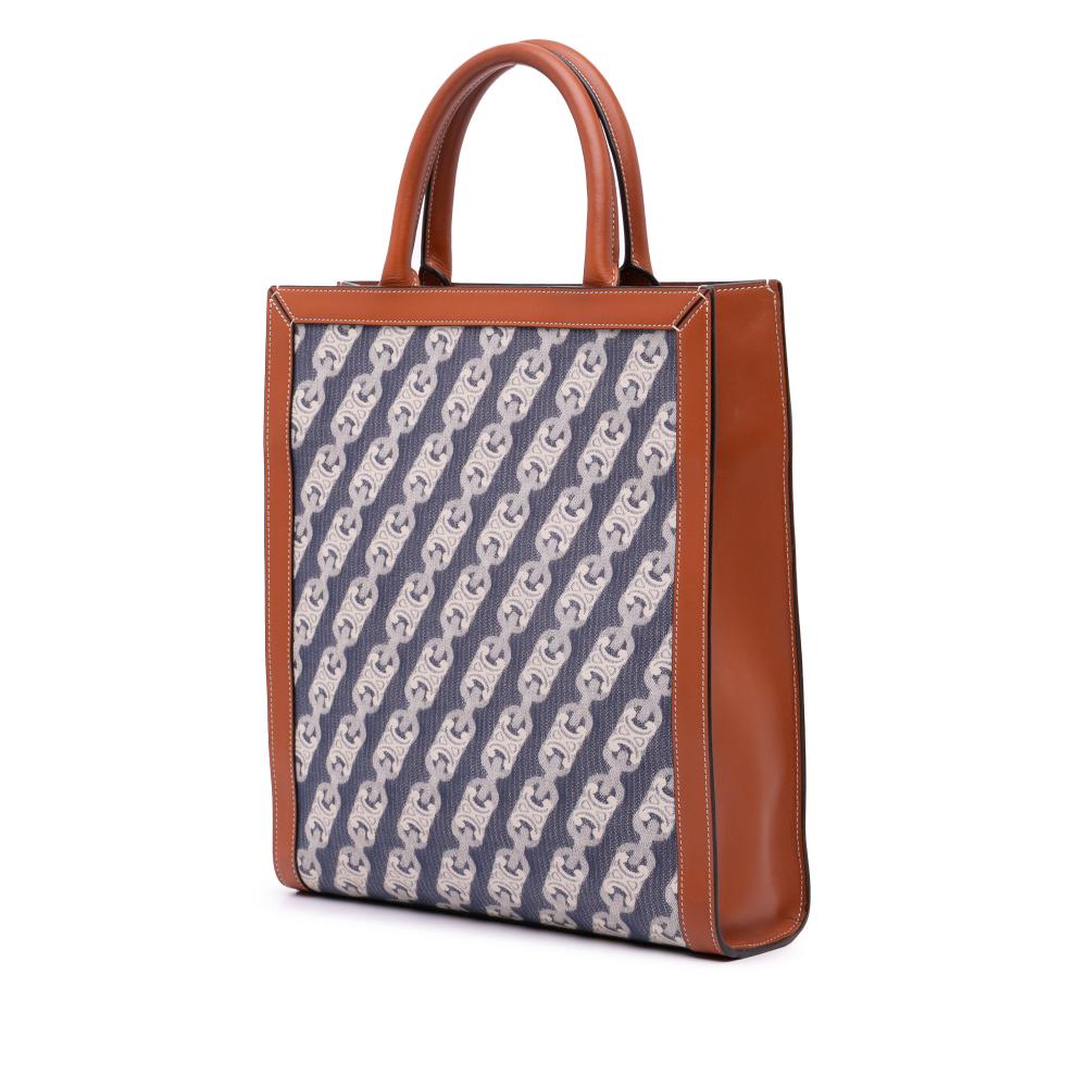 Celine B Celine Blue Canvas Fabric Small Triomphe Maillon Vertical Cabas Satchel Italy