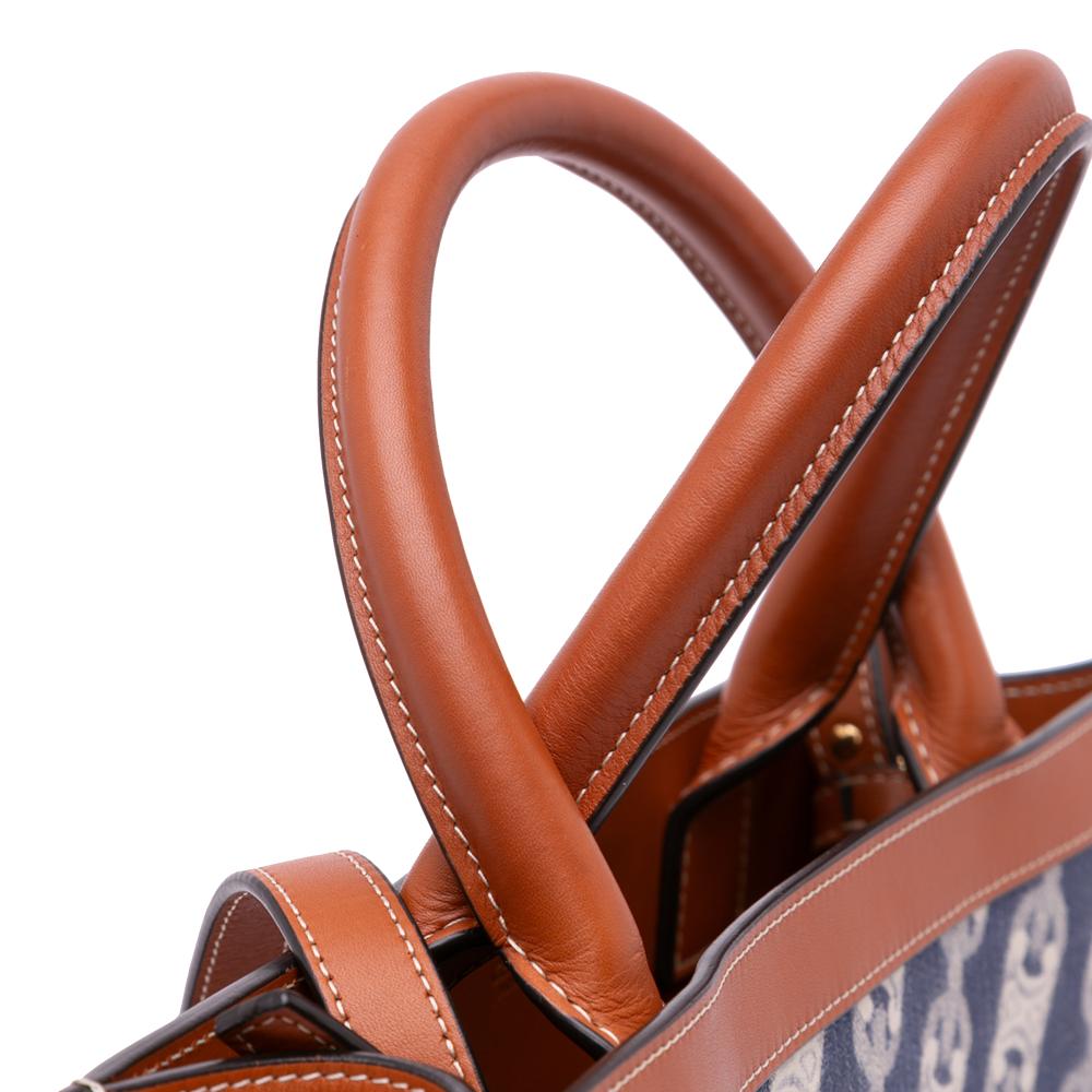 Celine B Celine Blue Canvas Fabric Small Triomphe Maillon Vertical Cabas Satchel Italy