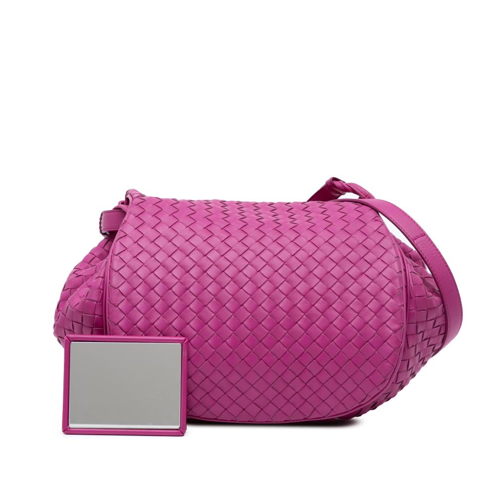 Bottega Veneta B Bottega Veneta Pink Hot Pink Nappa Leather Leather Nappa Intrecciato Flap Crossbody Italy