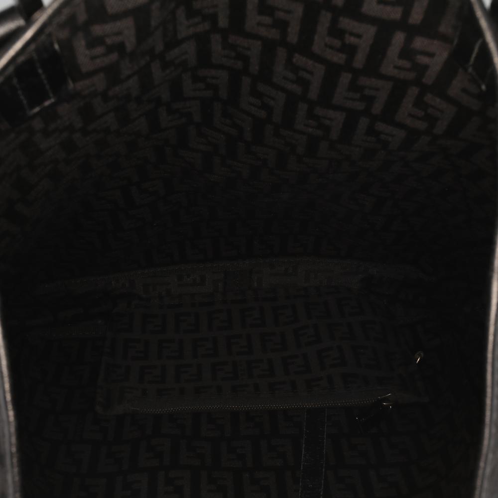 Fendi B Fendi Black Canvas Fabric Zucchino Tote Italy