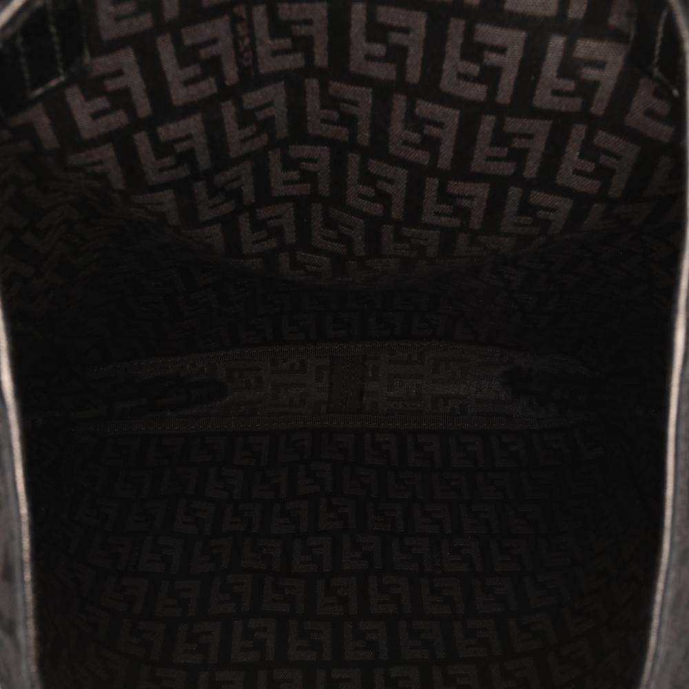Fendi B Fendi Black Canvas Fabric Zucchino Tote Italy