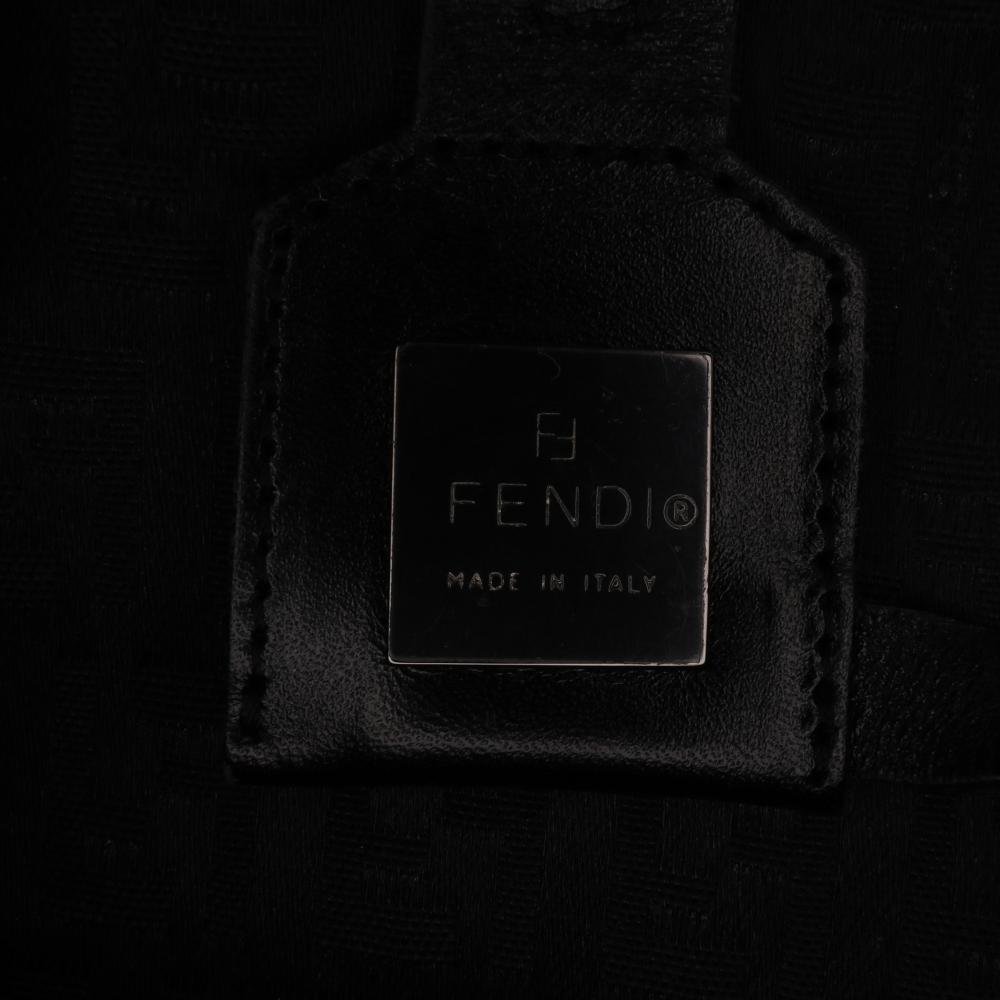 Fendi B Fendi Black Canvas Fabric Zucchino Tote Italy