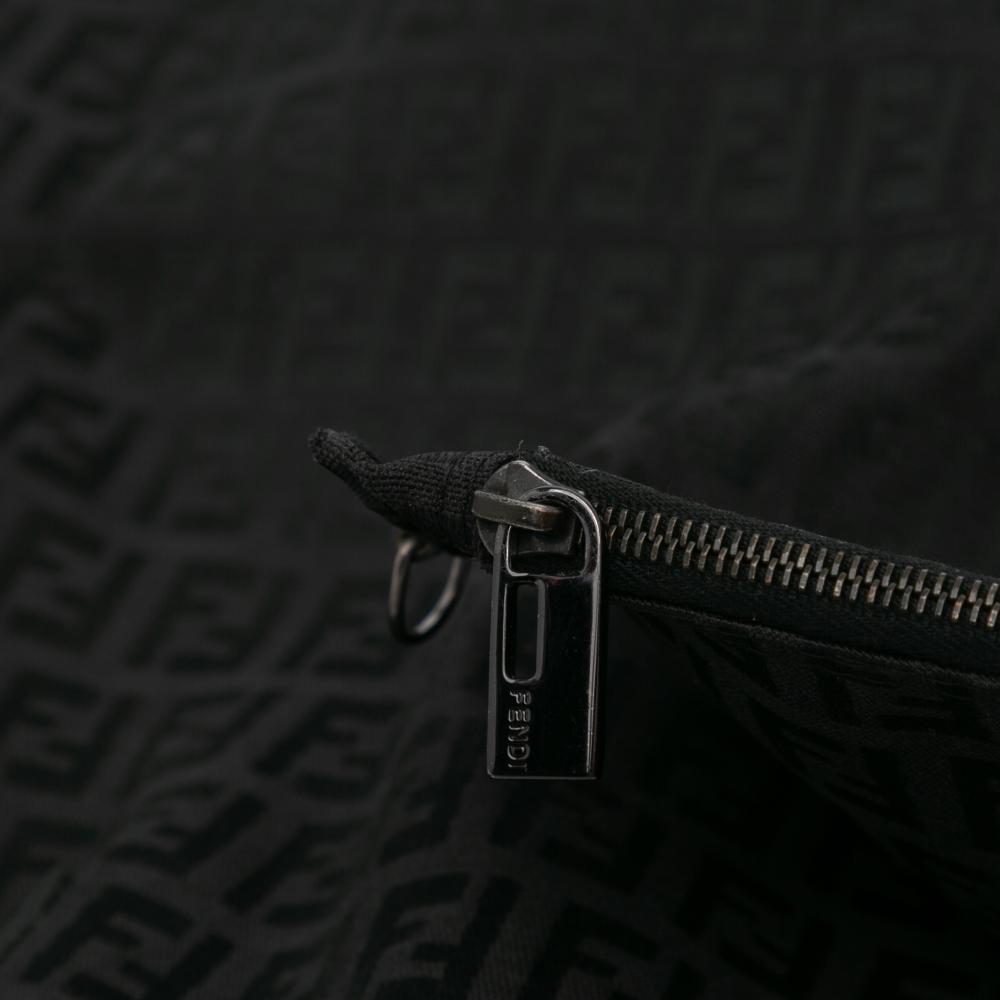Fendi B Fendi Black Canvas Fabric Zucchino Tote Italy