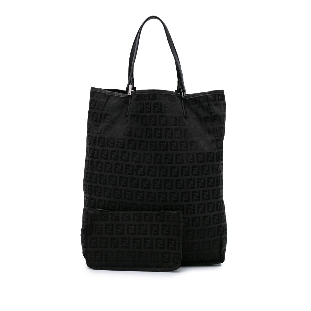 Fendi B Fendi Black Canvas Fabric Zucchino Tote Italy