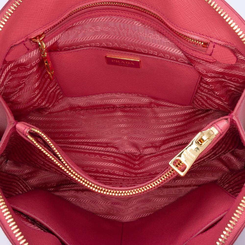 Prada B Prada Pink Saffiano Leather Medium Lux Promenade Satchel Italy
