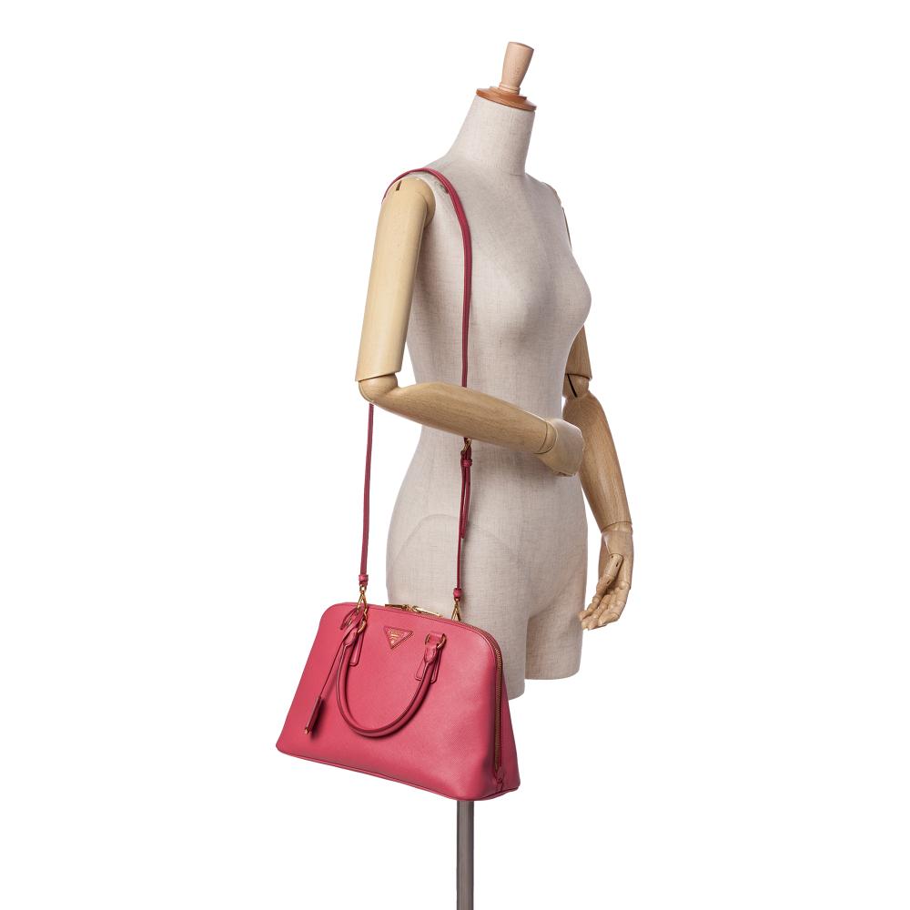 Prada B Prada Pink Saffiano Leather Medium Lux Promenade Satchel Italy