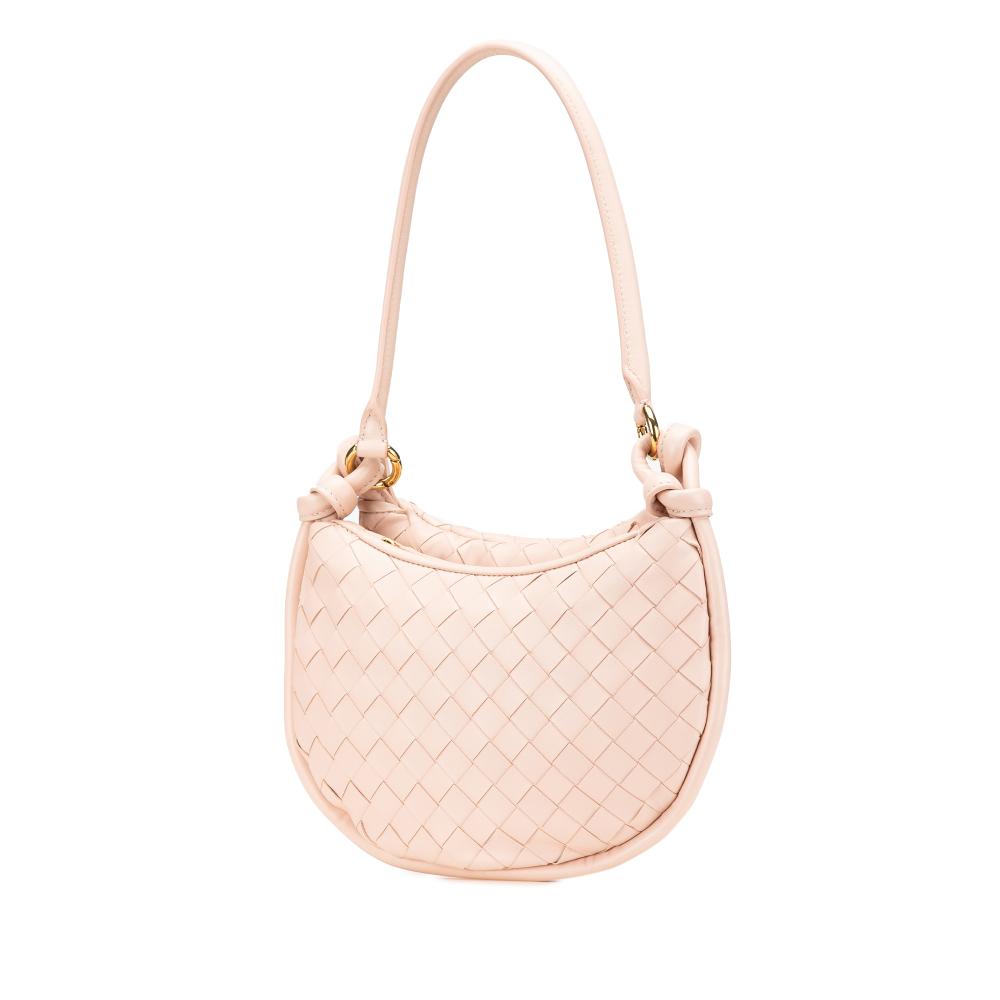Bottega Veneta AB Bottega Veneta Pink Light Pink Nappa Leather Leather Small Nappa Intrecciato Gemelli Hobo Italy