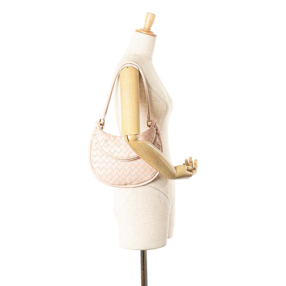 Bottega Veneta AB Bottega Veneta Pink Light Pink Nappa Leather Leather Small Nappa Intrecciato Gemelli Hobo Italy