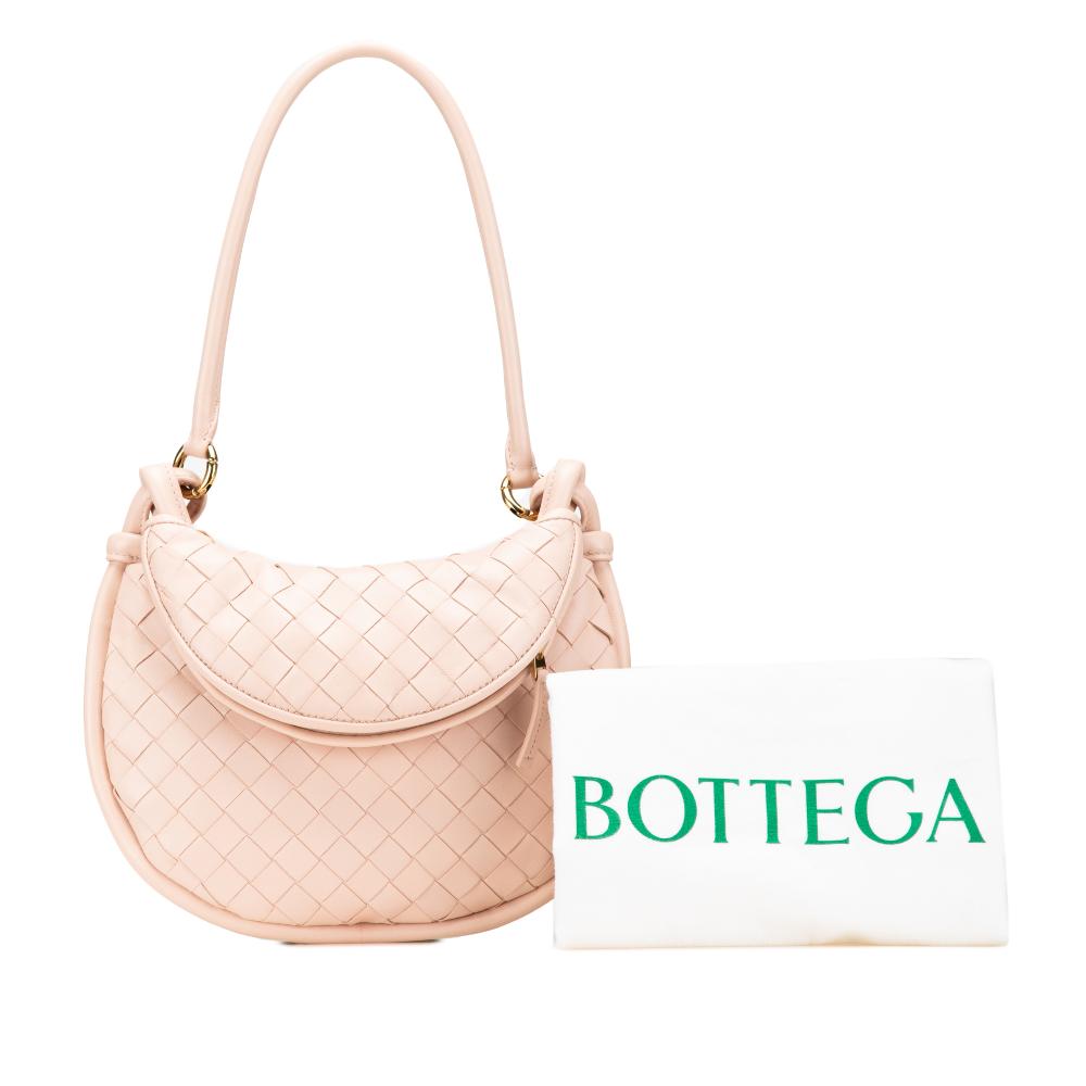 Bottega Veneta AB Bottega Veneta Pink Light Pink Nappa Leather Leather Small Nappa Intrecciato Gemelli Hobo Italy