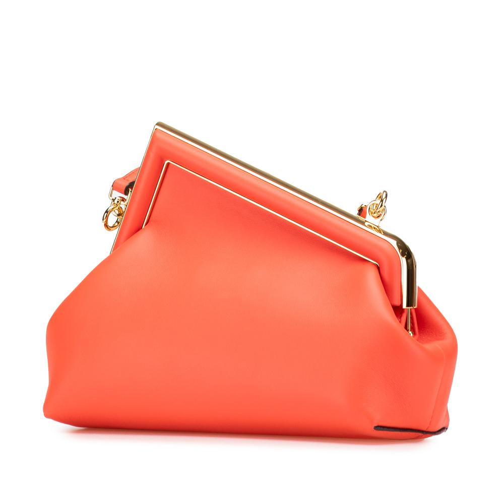 Fendi AB Fendi Orange Nappa Leather Leather Small Nappa Fendi First Crossbody Italy