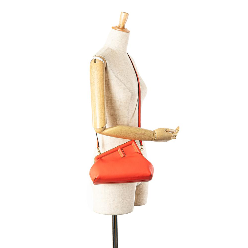 Fendi AB Fendi Orange Nappa Leather Leather Small Nappa Fendi First Crossbody Italy