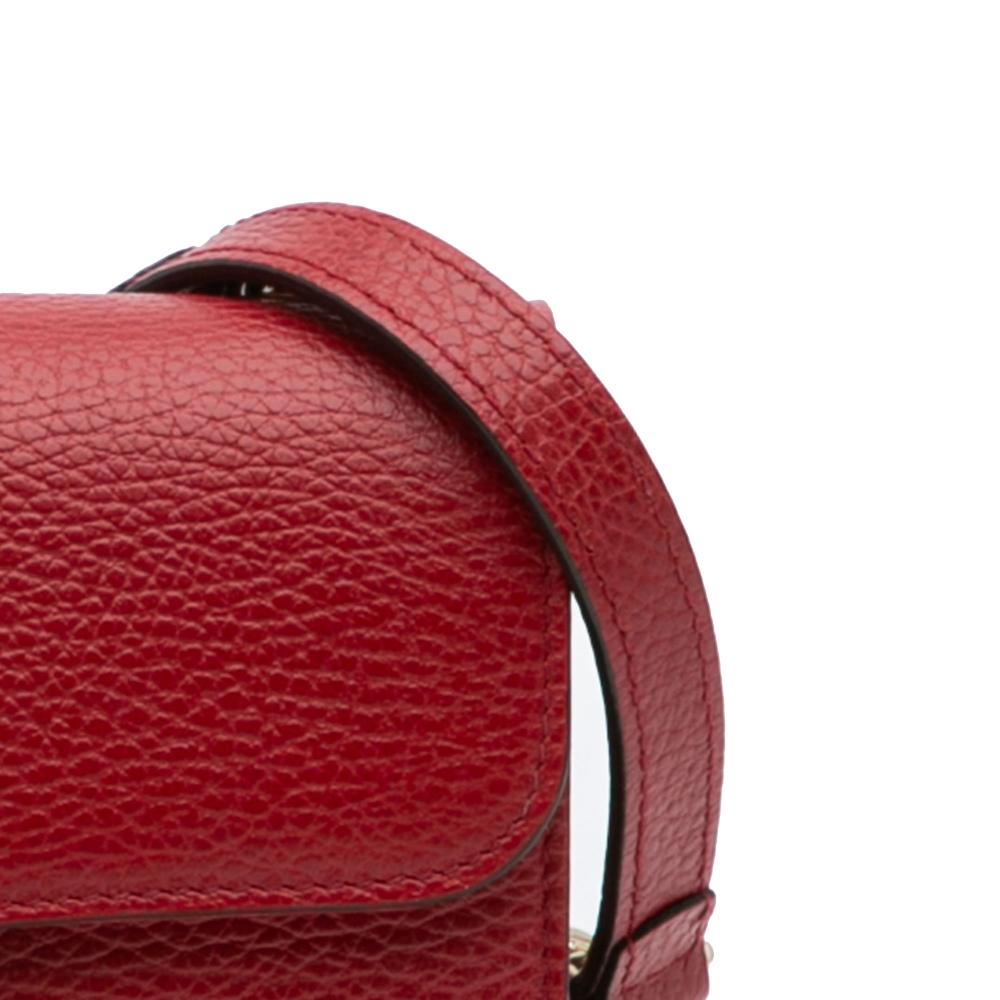 Gucci B Gucci Red Calf Leather Small Dollar skin Interlocking G Crossbody Italy