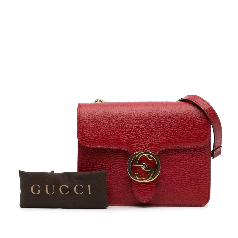 Gucci B Gucci Red Calf Leather Small Dollar skin Interlocking G Crossbody Italy