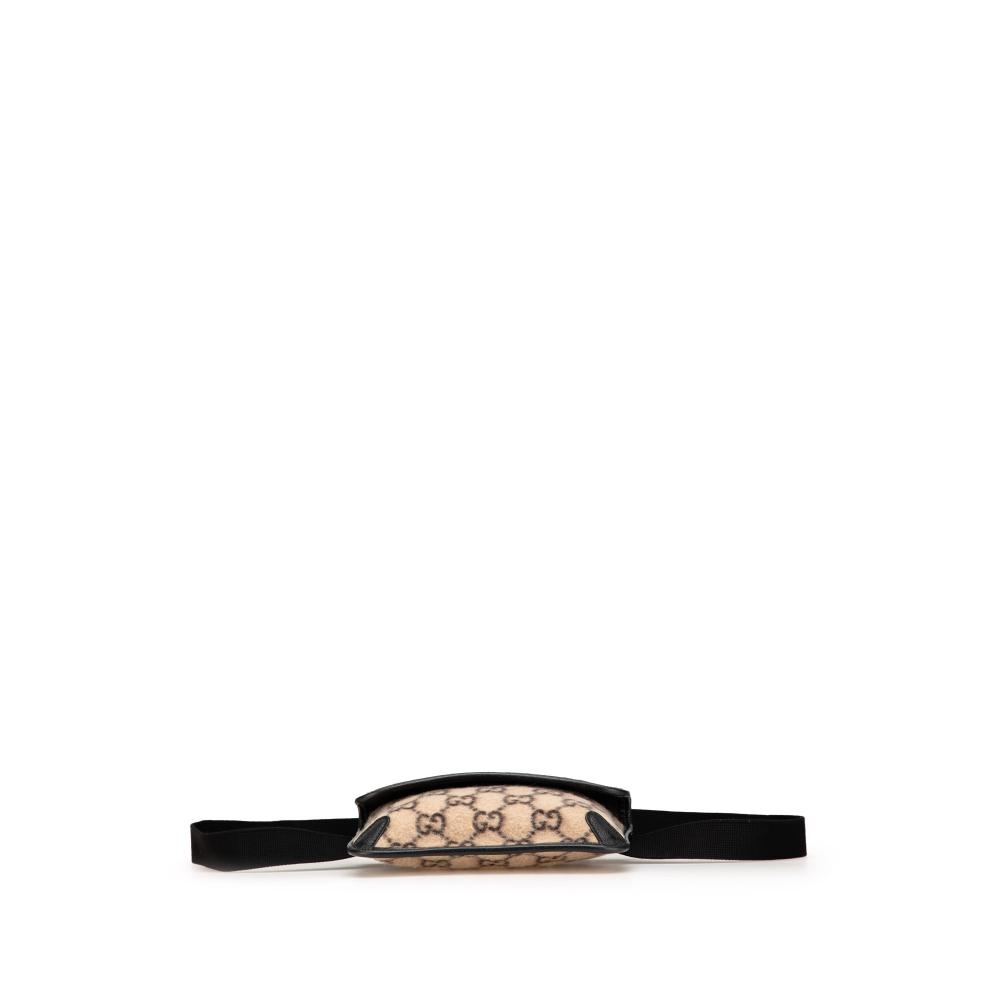 Gucci AB Gucci Brown Beige Wool Fabric GG Slim Belt Bag Italy