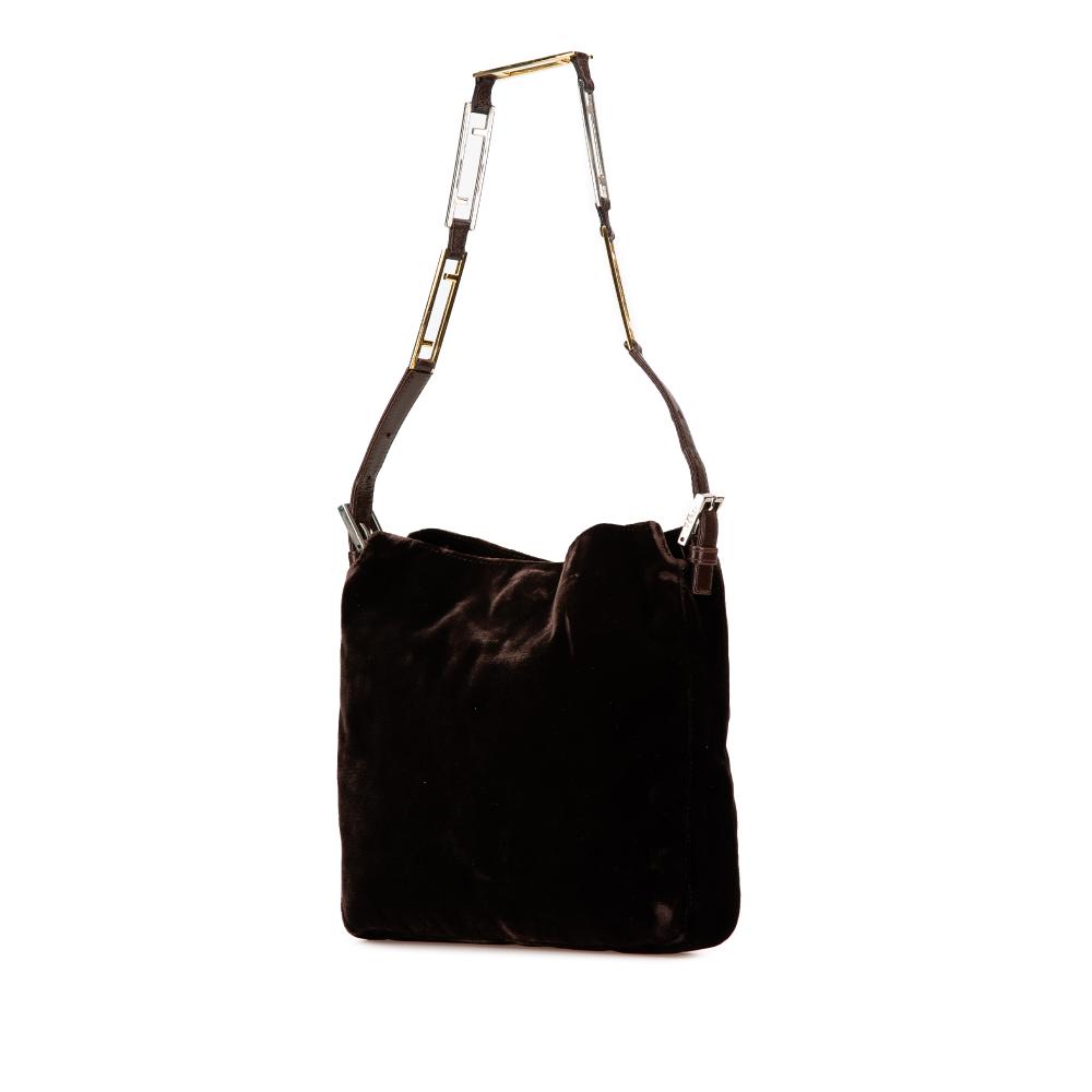 Fendi B Fendi Brown Dark Brown Velvet Fabric Shoulder Bag Italy