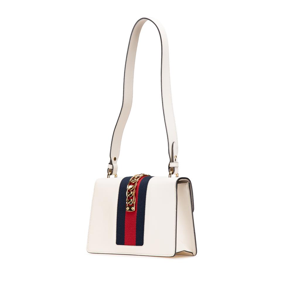 Gucci AB Gucci White Calf Leather Small Sylvie Satchel Italy