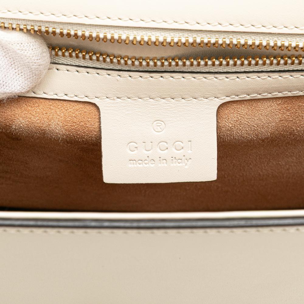 Gucci AB Gucci White Calf Leather Small Sylvie Satchel Italy