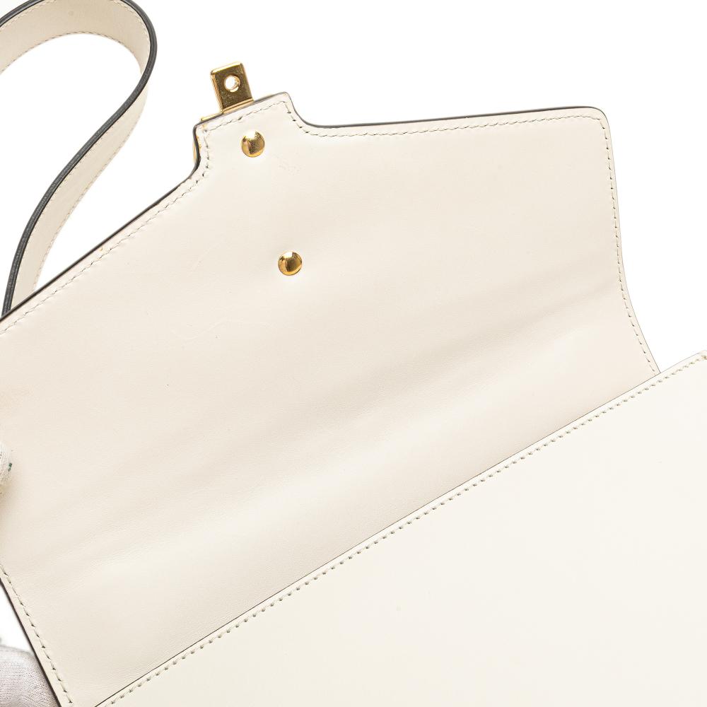 Gucci AB Gucci White Calf Leather Small Sylvie Satchel Italy