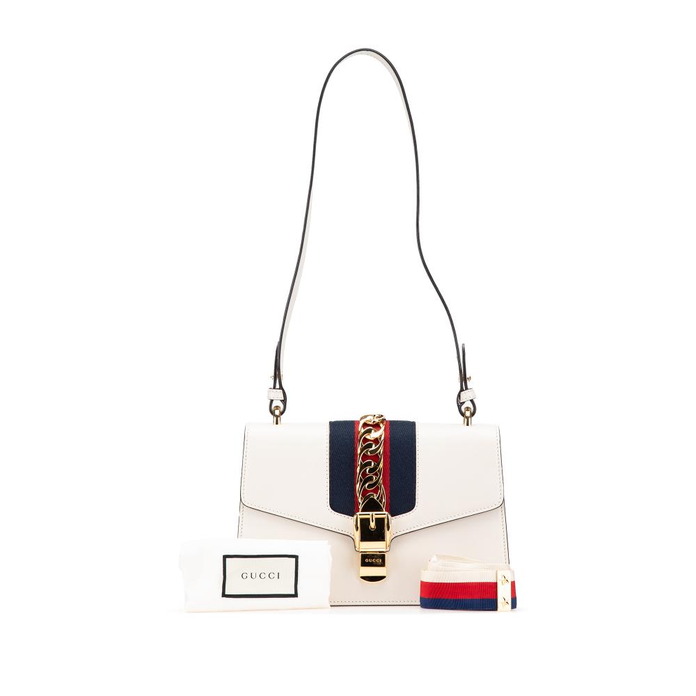Gucci AB Gucci White Calf Leather Small Sylvie Satchel Italy
