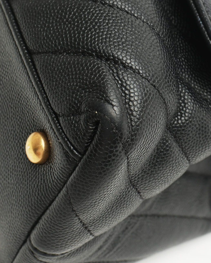 Chanel Medium Caviar Chevron Coco Top Handle Bag