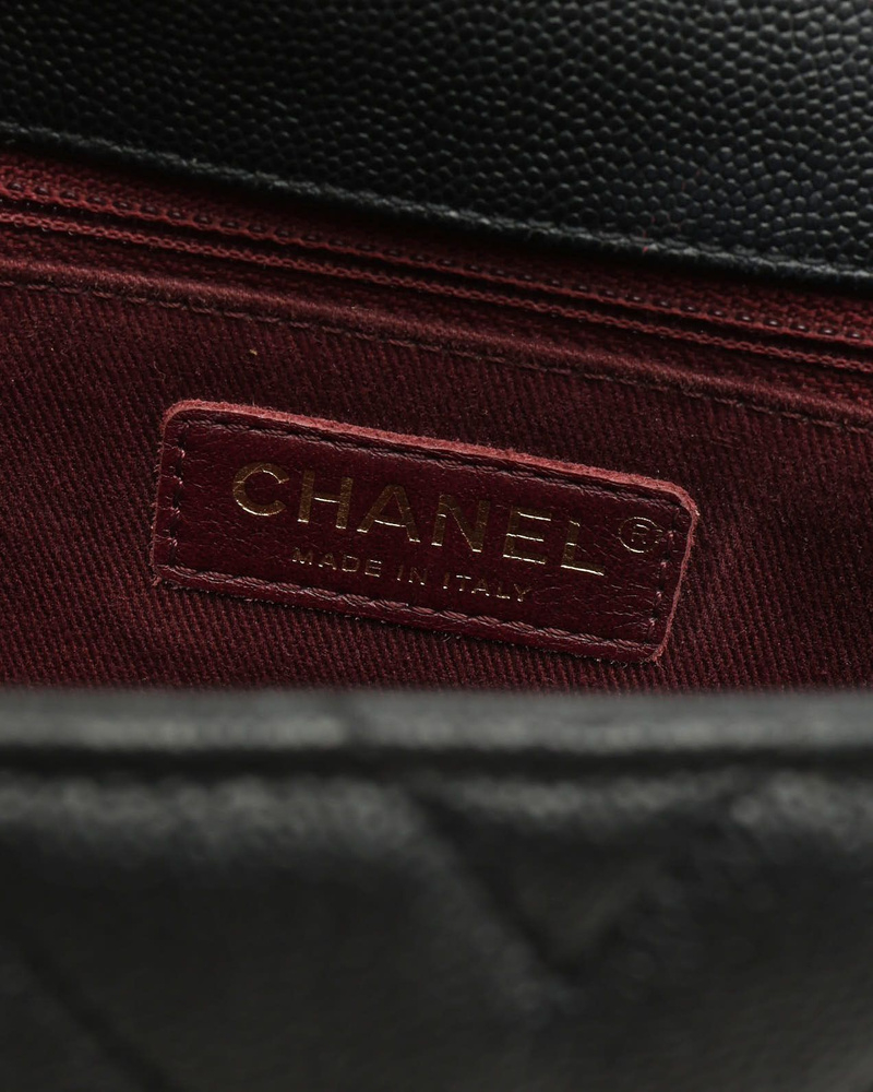 Chanel Medium Caviar Chevron Coco Top Handle Bag