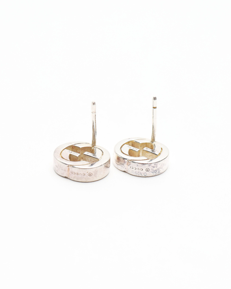 Gucci Interlocking G Silver Studs Earrings