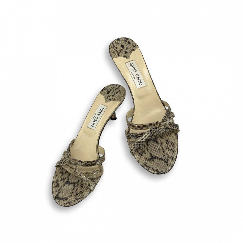 Jimmy Choo Pantoletten aus Pythonleder