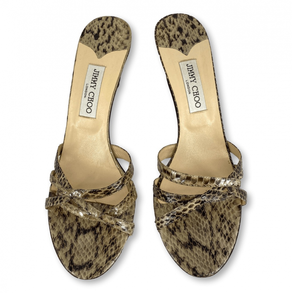 Jimmy Choo Pantoletten aus Pythonleder