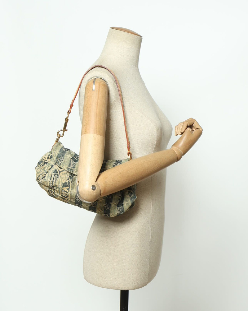 Louis Vuitton Monogram Denim Mini Pleaty Raye Shoulder Bag