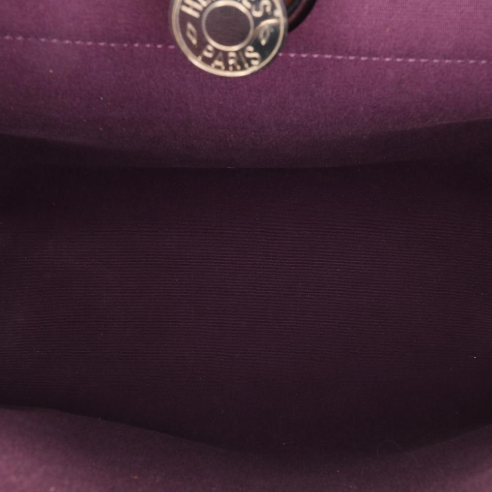 Hermès B Hermès Purple Plum with Brown Canvas Fabric Toile Herbag Zip 31 France