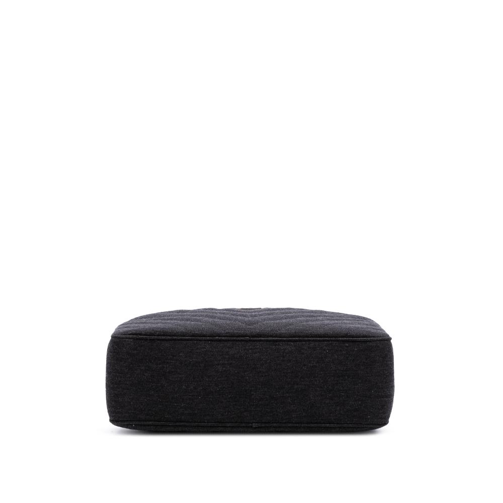 Chanel B Chanel Gray Cotton Fabric CC Chevron Jersey Camera Bag Italy