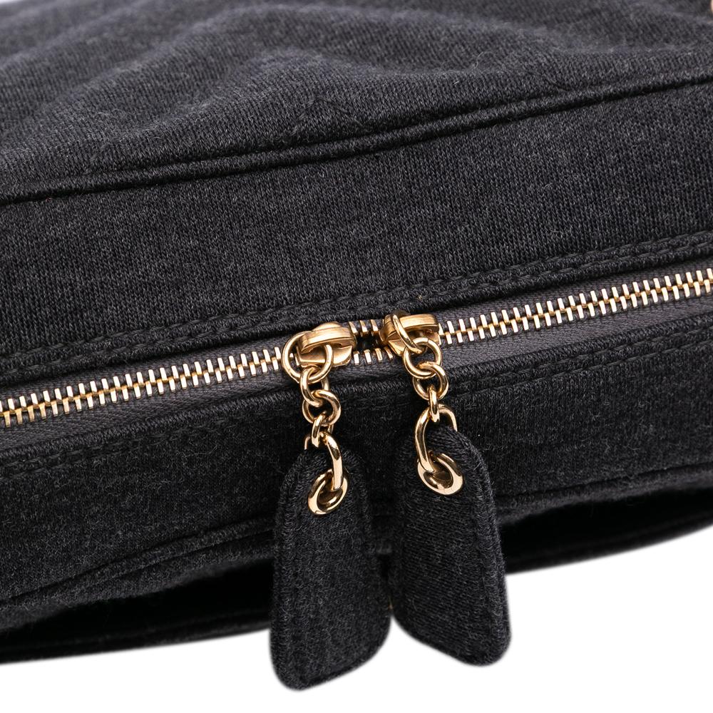 Chanel B Chanel Gray Cotton Fabric CC Chevron Jersey Camera Bag Italy