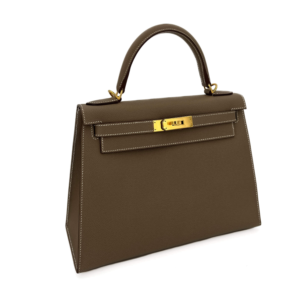 Hermès Kelly 28 Sellier Epsom Leather 2-Ways Top-handle Bag Etoupe