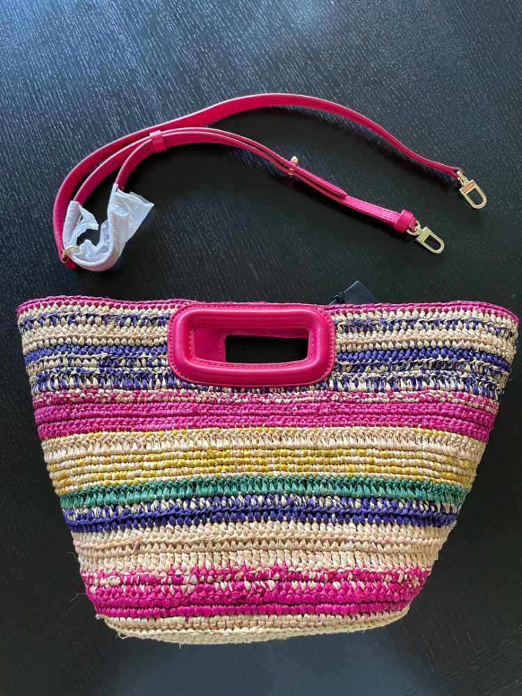 Maje Raffia and leather basket bag