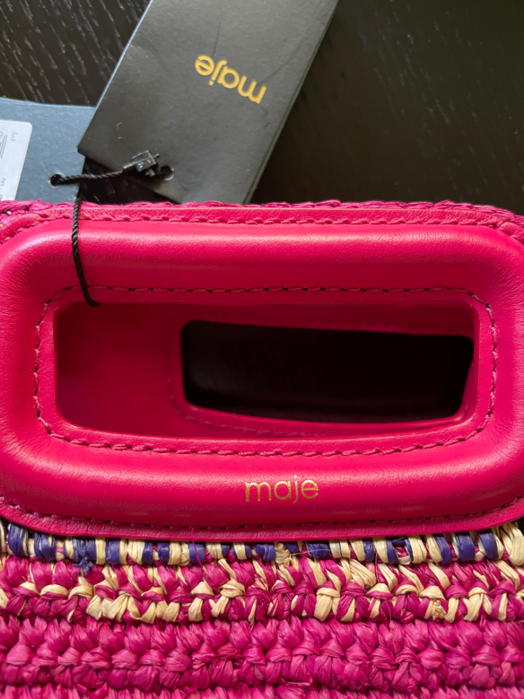 Maje Raffia and leather basket bag