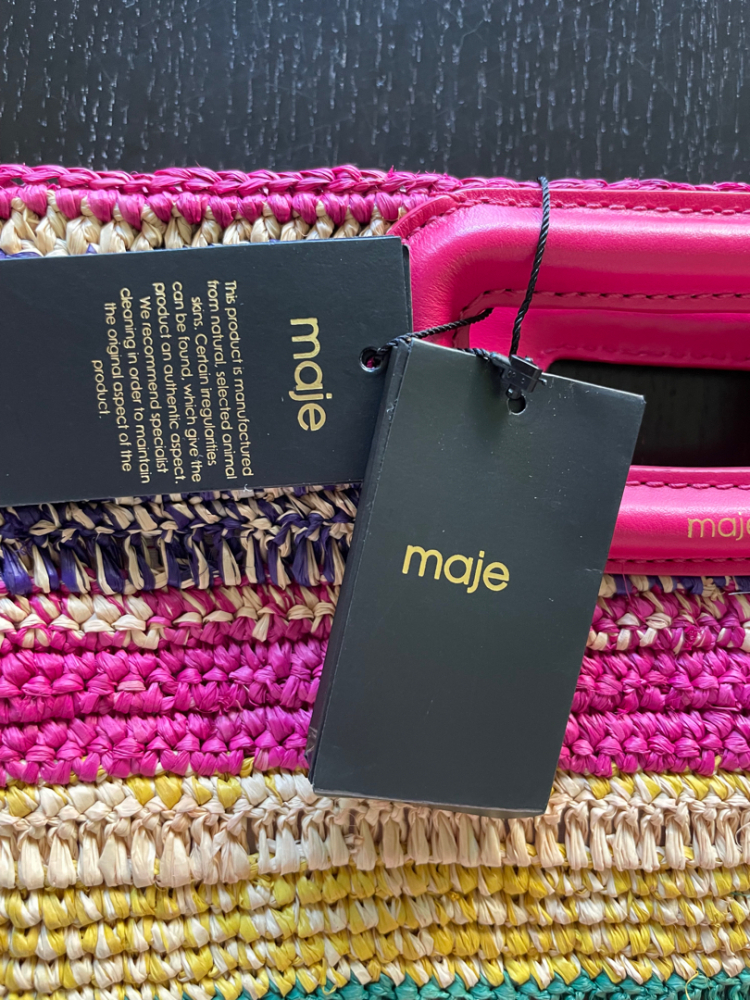 Maje Raffia and leather basket bag