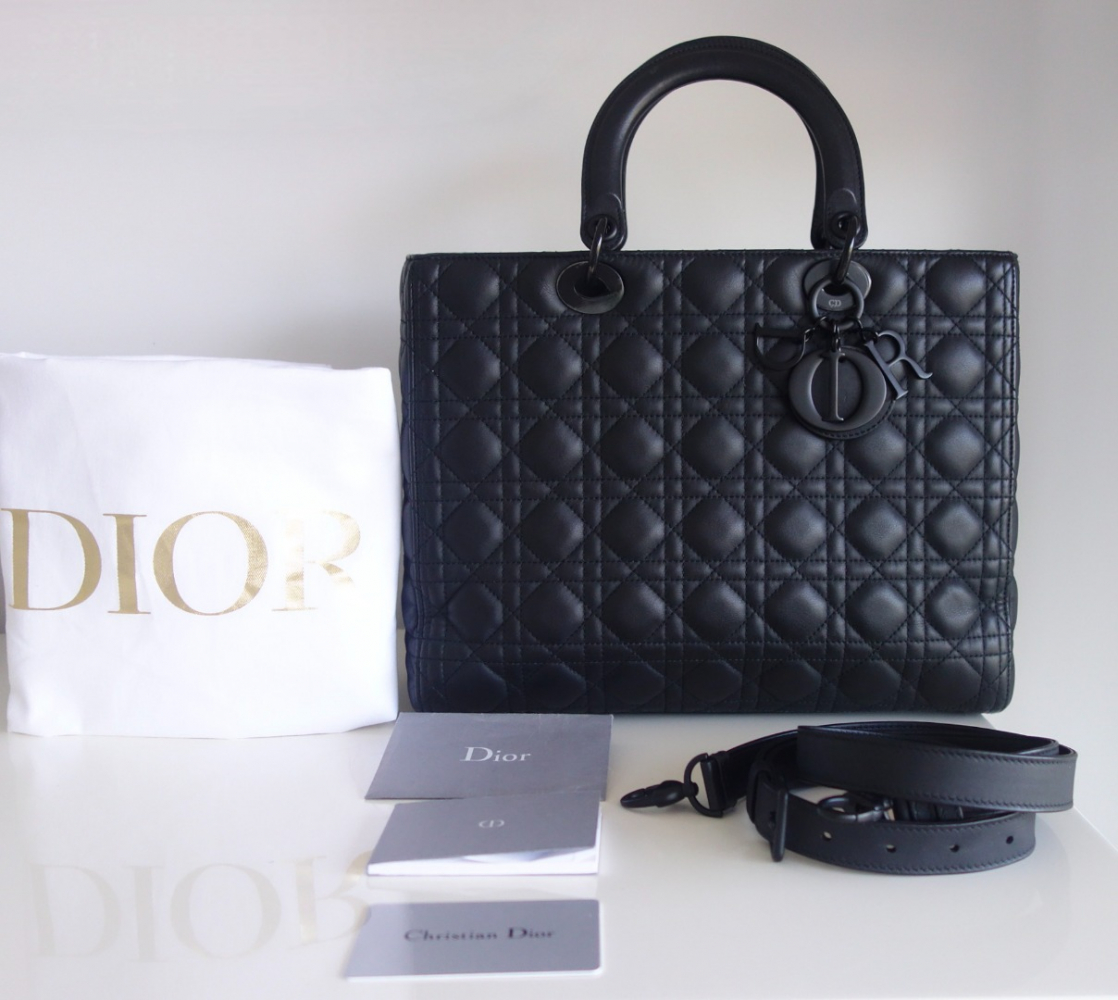 Christian Dior Lady Dior ultramatte black large bag