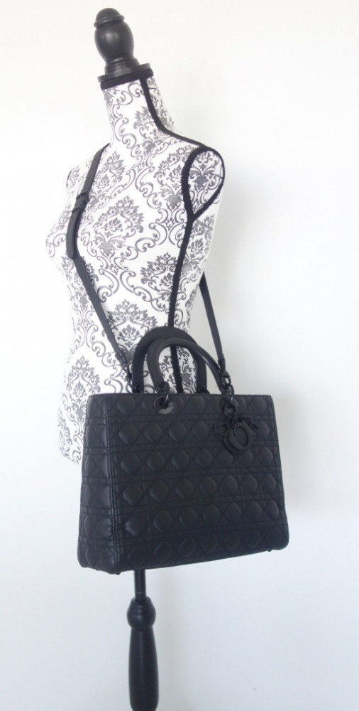 Christian Dior Lady Dior ultramatte black large bag