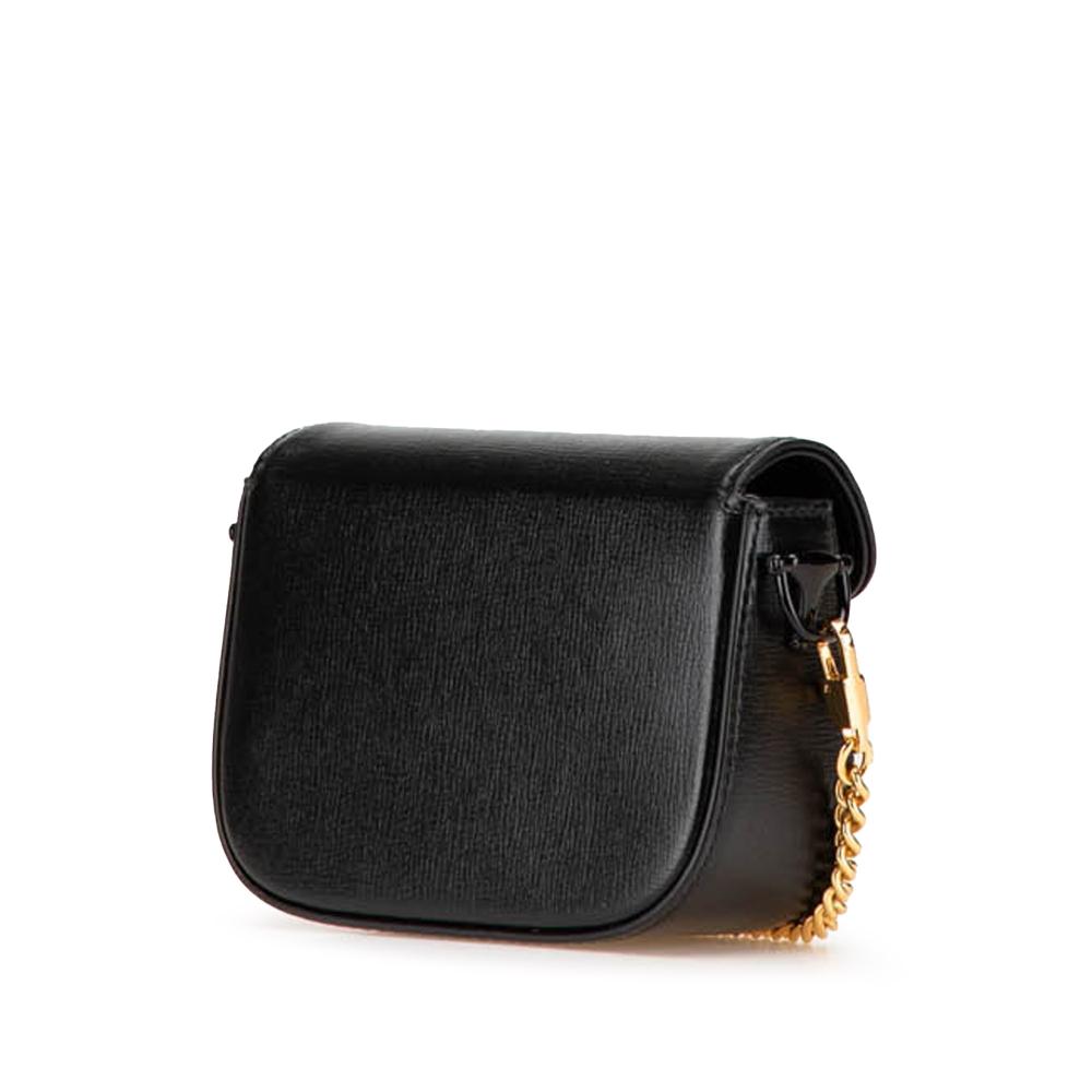 Gucci B Gucci Black Calf Leather Mini Horsebit 1955 Web Satchel Italy