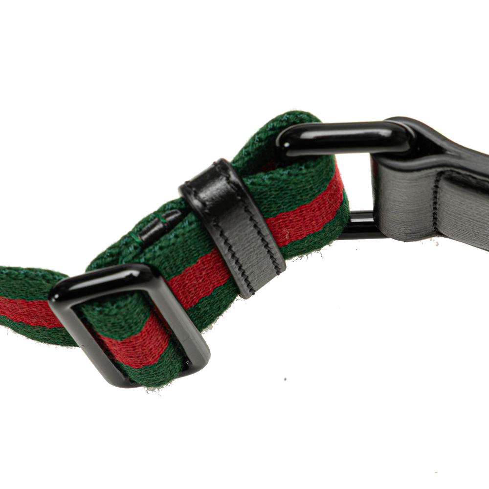 Gucci B Gucci Black Calf Leather Mini Horsebit 1955 Web Satchel Italy