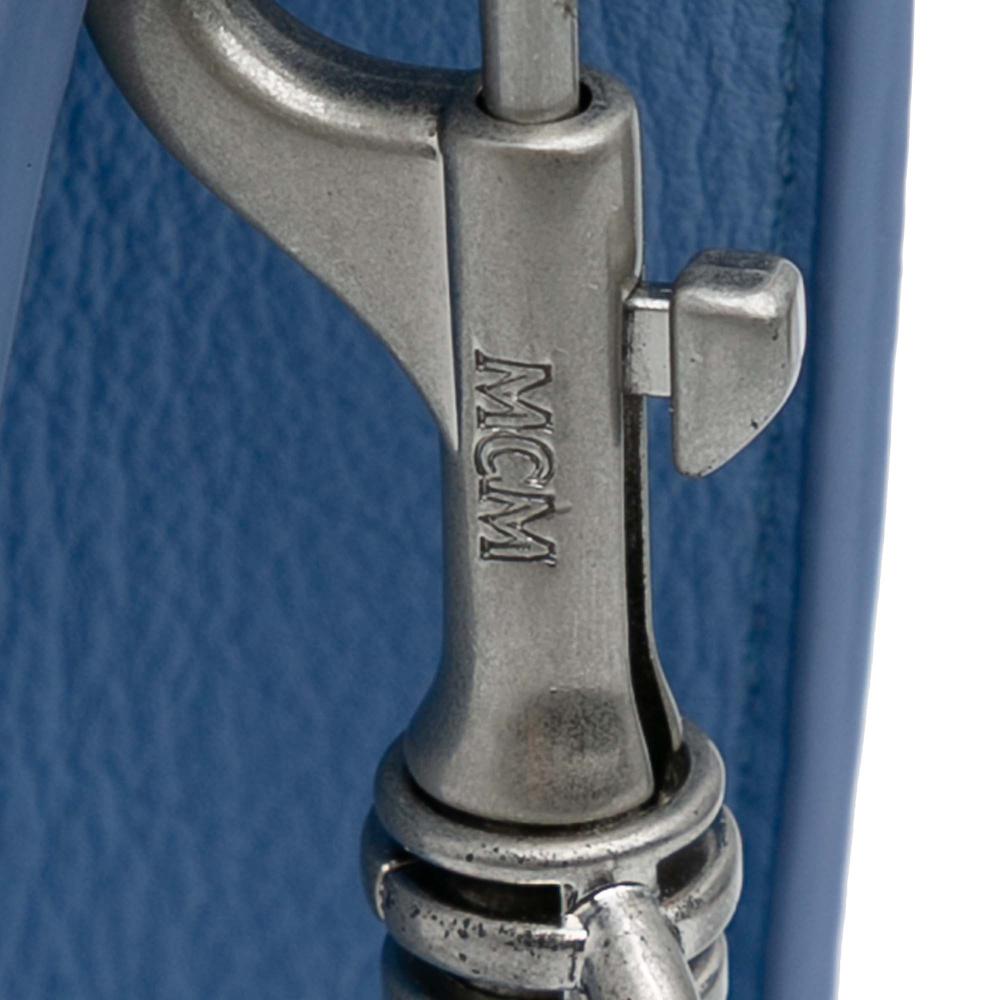 MCM B MCM Blue Light Blue Calf Leather Aren Zip Pouch Korea, South