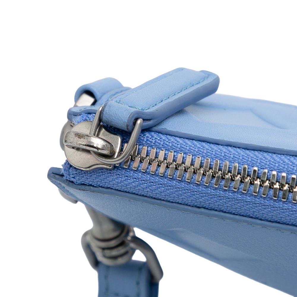 MCM B MCM Blue Light Blue Calf Leather Aren Zip Pouch Korea, South