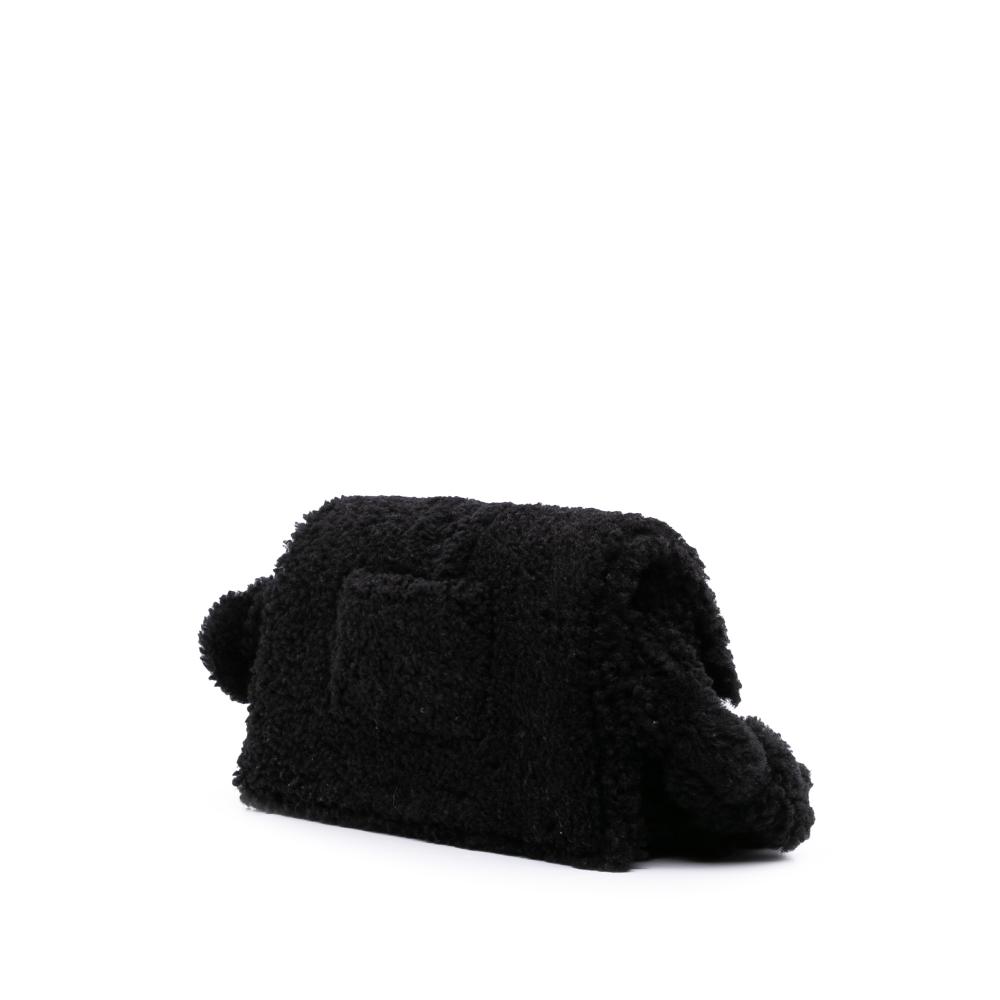 Jacquemus AB Jacquemus Black Fur Natural Material Shearling Le Bambidou Shoulder Bag Italy