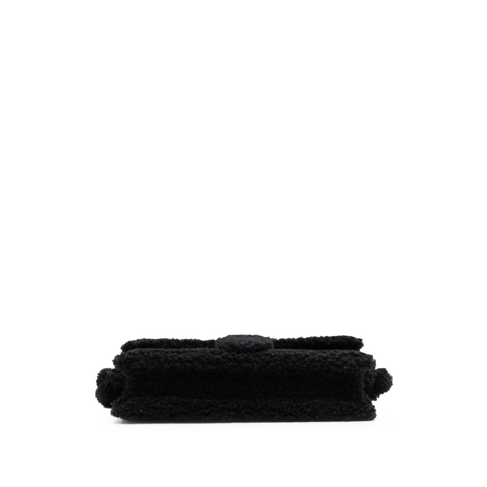 Jacquemus AB Jacquemus Black Fur Natural Material Shearling Le Bambidou Shoulder Bag Italy