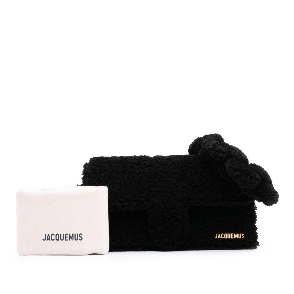 Jacquemus AB Jacquemus Black Fur Natural Material Shearling Le Bambidou Shoulder Bag Italy