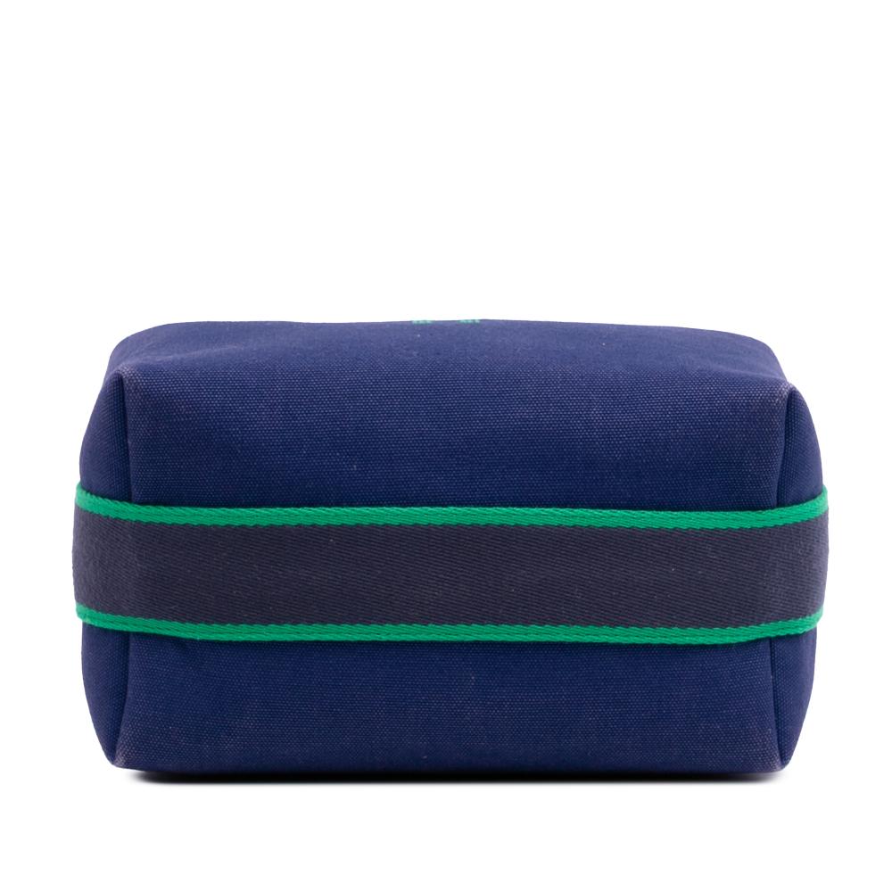 Hermès B Hermès Blue Dark Blue with Green Canvas Fabric Small Toile Bride A Brac Case France