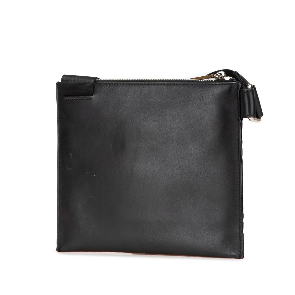 Fendi B Fendi Brown with Black Calf Leather FF Embossed 1974 Crossbody Italy